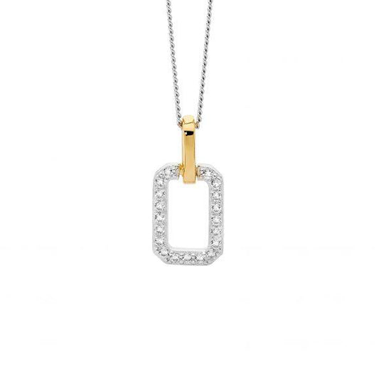 SS GP RECTANGLE CZ NECKLACE