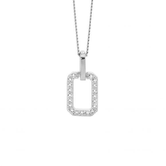 SS RECTANGLE CZ NECKLACE