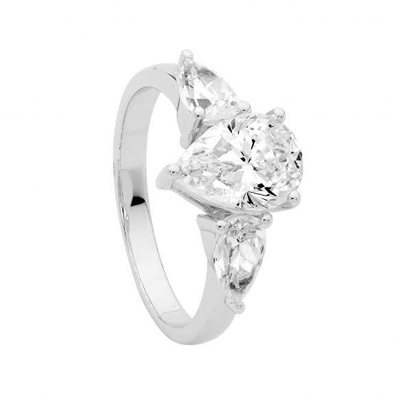 SS PEAR TRILOGY CZ RING