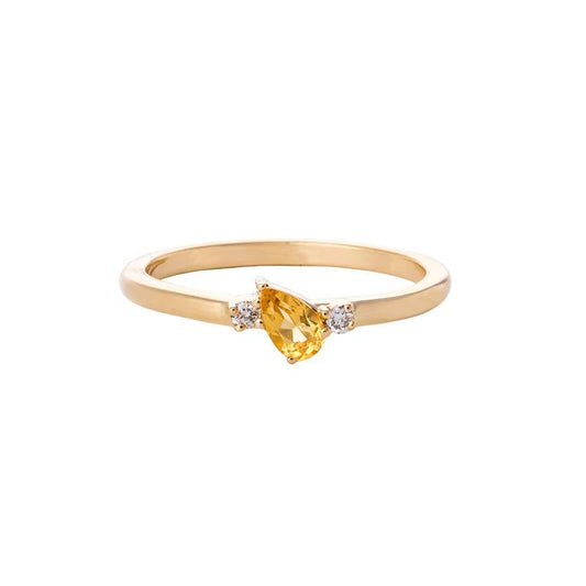 AURI GEMS 9CT YG CITRINE & DIAMOND RING