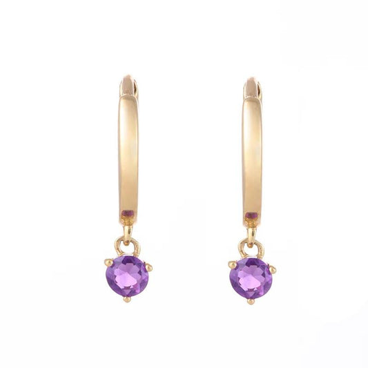 AURI GEMS 9CT YG AMETHYST DROP HUGGIES