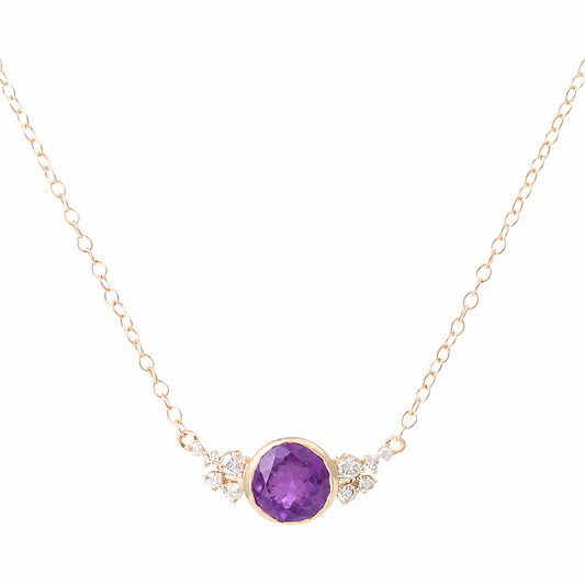 AURI GEMS 9CT YG AMETHYST & DIAMOND NECKLACE