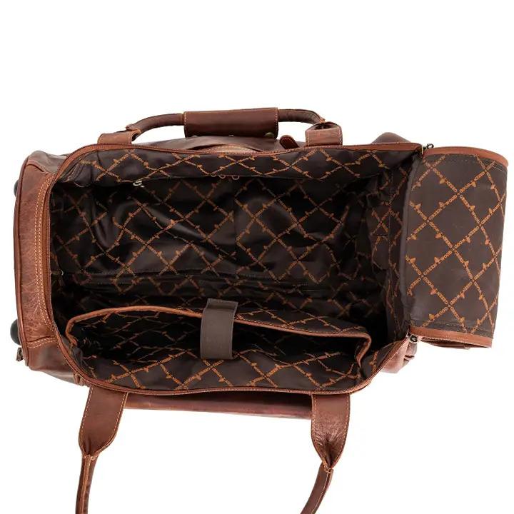 LEATHER WHEELED DUFFEL BAG