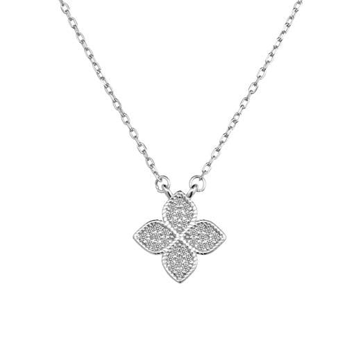 SS MICRO PAVE FLOWER NECKLACE