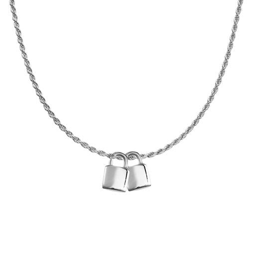 SS ROPE CHAIN DOUBLE LOCKS NECKLACE