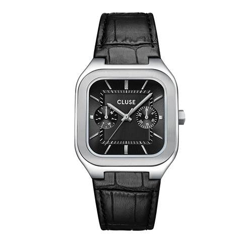 CLUSE QUADRUS BLACK LEATHER WATCH
