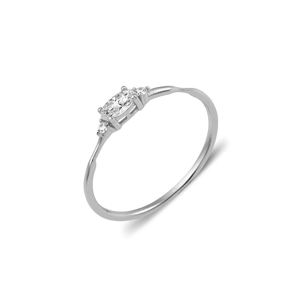 SS OVAL CZ FINE BAND RING S7