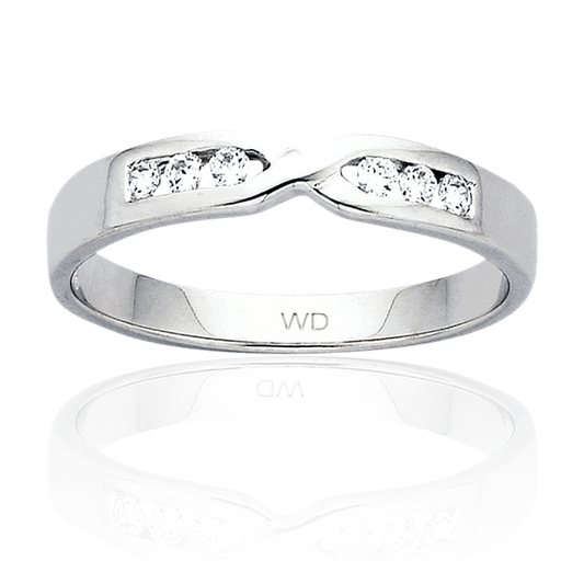 9YG CROSS OVER DIAMOND WEDDER