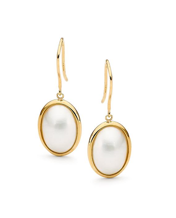 9RG OVAL MABE HOOK EARRINGS