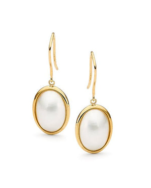 9RG OVAL MABE HOOK EARRINGS