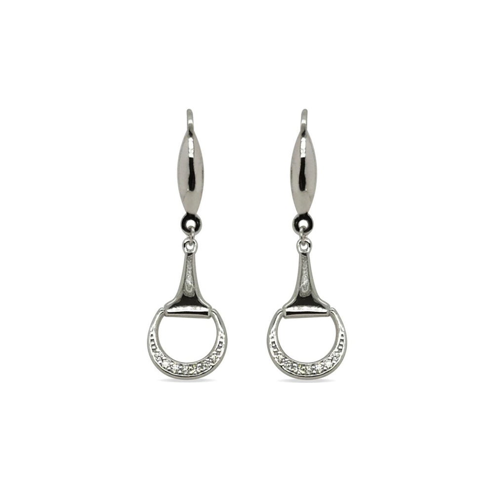 SS CZ SET HORSE BIT EARRINGS