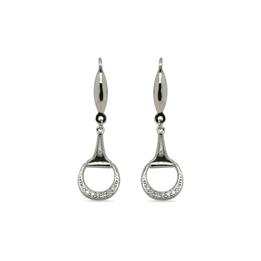 SS CZ SET HORSE BIT EARRINGS