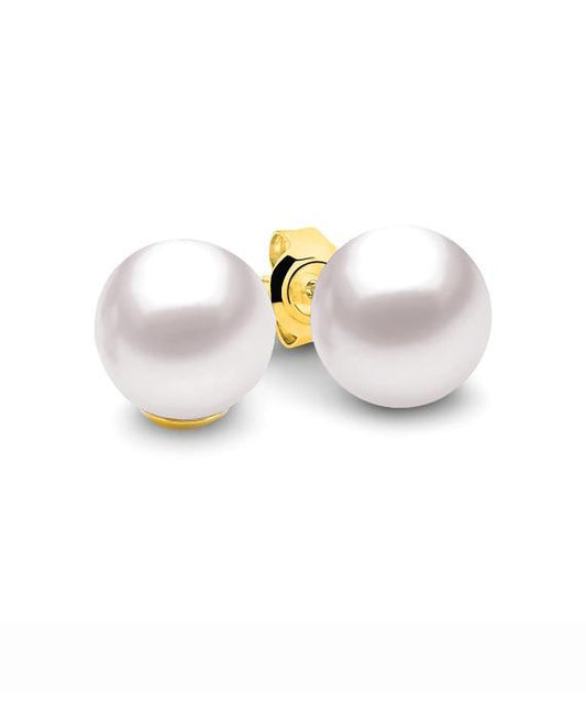 9CT YELLOW GOLD 10MM FRESHWATER PEARL STUDS
