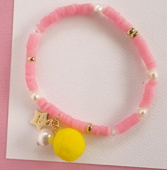 PINK POM POM ELASTIC BRACELET