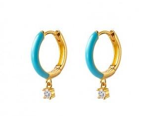SS BLUE HOOP WITH CZ CHARM