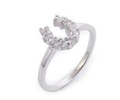 SS CZ SET HORSESHOE RING - SIZE R