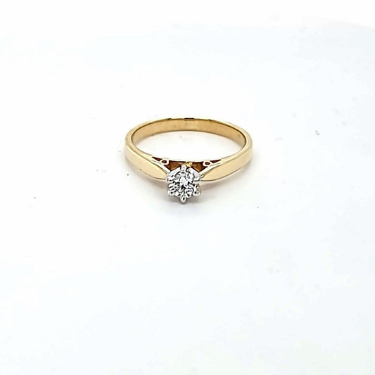 9CT TWO TONE SOLITIARE DIAMOND ENGAGEMENT RING
