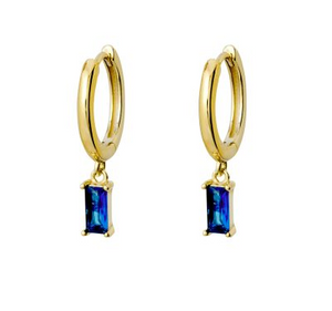 SS GP DROP HUGGIE WITH BLUE STONE