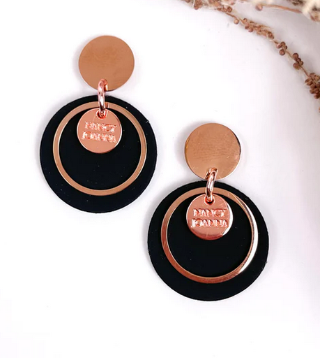 MINI BLACK EARRINGS - SILVER
