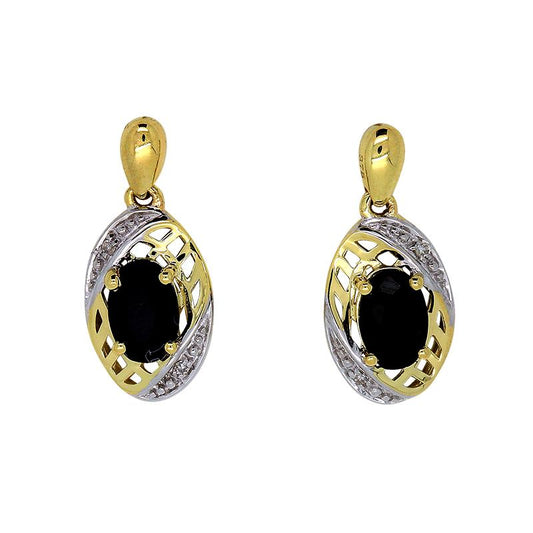 9YG SAPPHIRE & DIAMOND EARRINGS