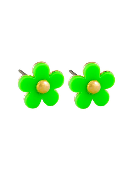 GREEN FLOWER BUTTON STUDS
