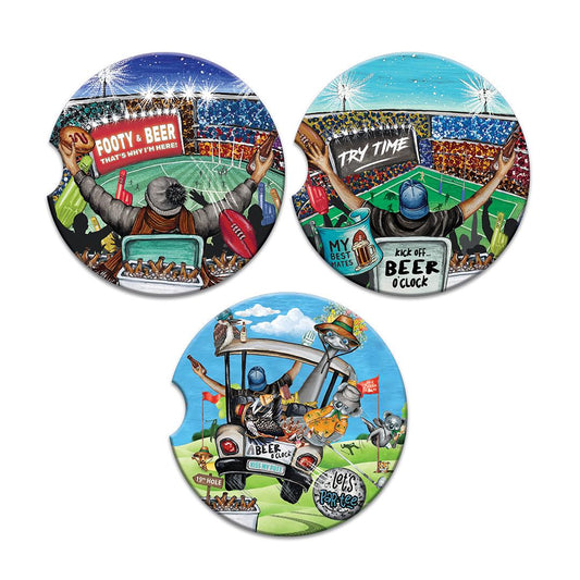 CERAMIC CAR COASTER - NRL TRY TIME