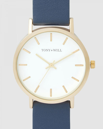 TONY & WILL GOLD WATCH WITH NAVY BAND