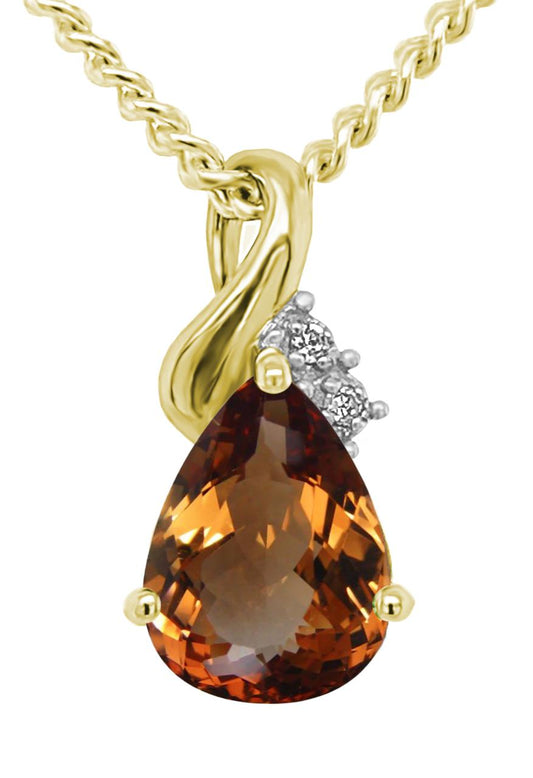 9YG CITRINE & DIAMOND PENDANT