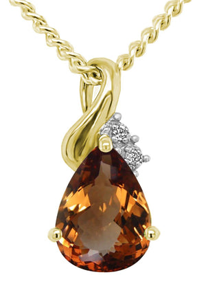 9YG CITRINE & DIAMOND PENDANT