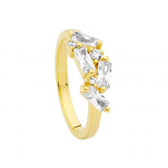 SS/GP BAGUETTE & ROUND CZ RING