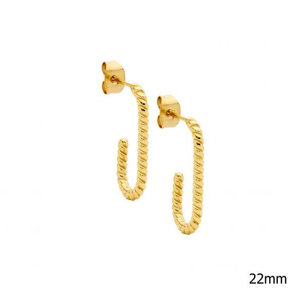 S STEEL IP GP TWIST HOOP EARRINGS