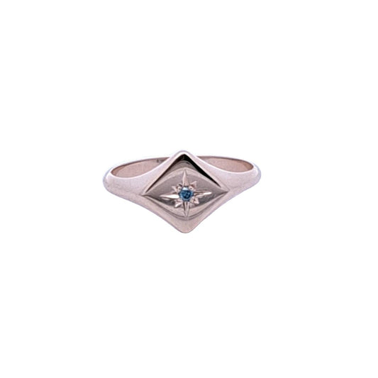 9RG SQUARE GEM SET SIGNET RING