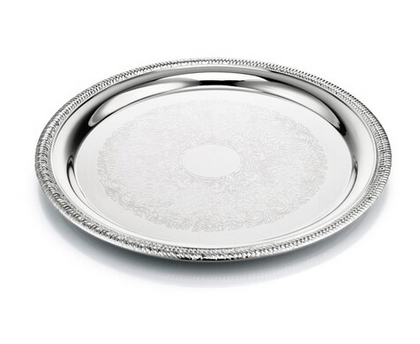 ROUND SILVER SERVING TRAY