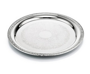 ROUND SILVER SERVING TRAY