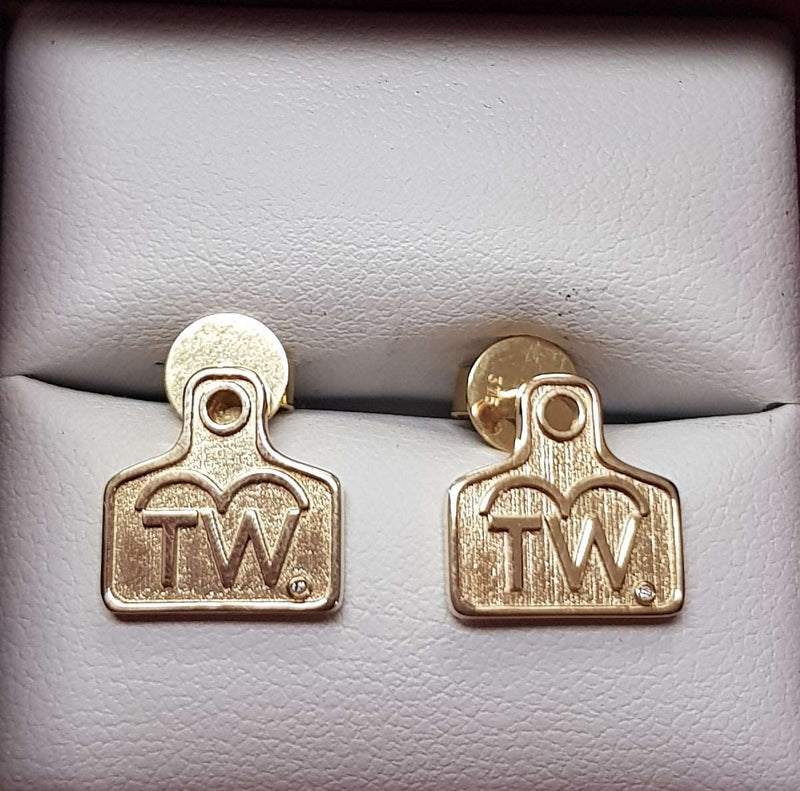 BRAND GOLD EARRINGS EAR TAG STYLE