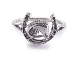 SS HORSE HEAD/HORSE SHOE RING - SIZE P